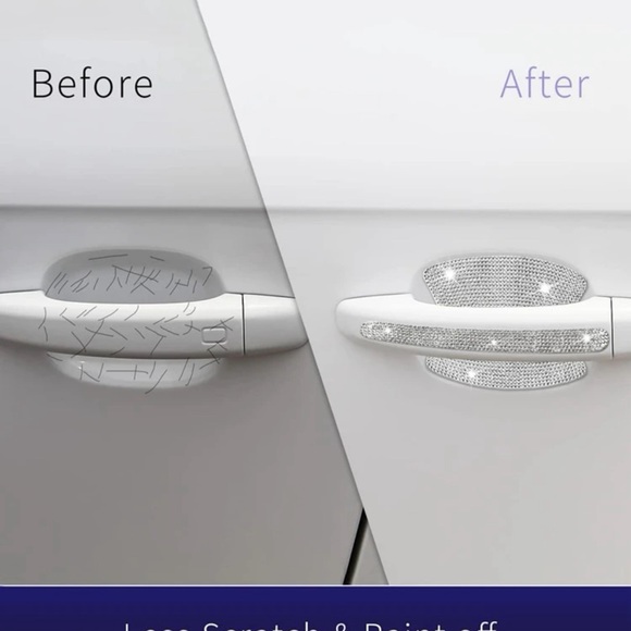 8pcs Rhinestone Decor Car Door Handle Sticker - Picture 2 of 4